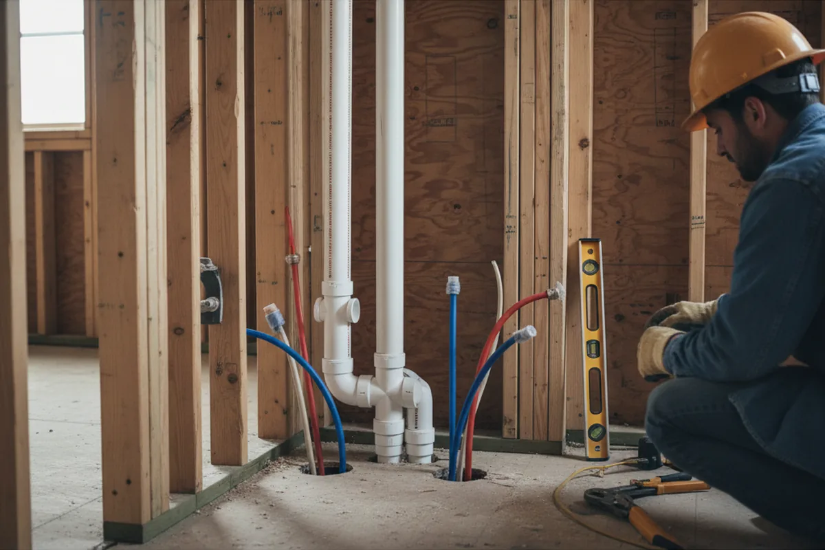 Drain and supply rough-in during Drain Cleaning in Shady Side